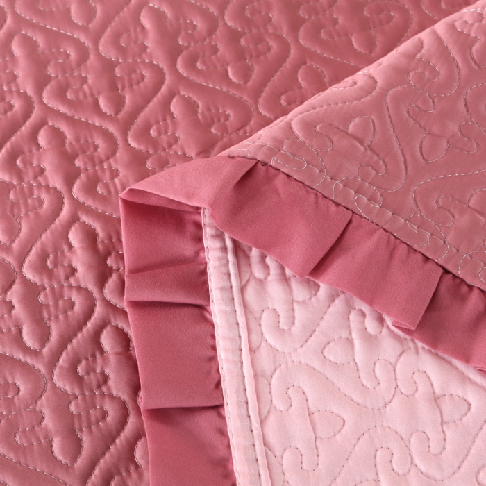 91家纺网 家纺一手货源 找家纺 佳梦家纺 2023新款柔丝缎四季床盖 豆沙