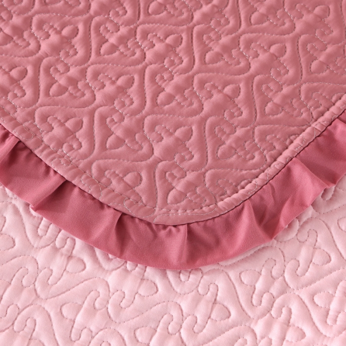 91家纺网 家纺一手货源 找家纺 佳梦家纺 2023新款柔丝缎四季床盖 豆沙