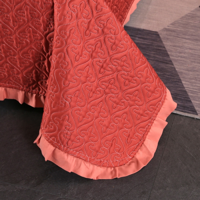 91家纺网 家纺一手货源 找家纺 佳梦家纺 2023新款柔丝缎四季床盖 橘色