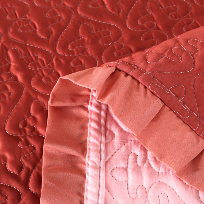 91家纺网 家纺一手货源 找家纺 佳梦家纺 2023新款柔丝缎四季床盖 橘色