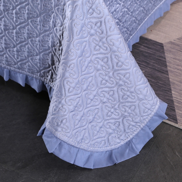 91家纺网 家纺一手货源 找家纺 佳梦家纺 2023新款柔丝缎四季床盖 蓝灰