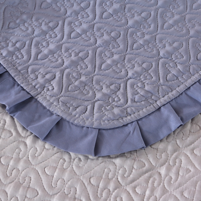 91家纺网 家纺一手货源 找家纺 佳梦家纺 2023新款柔丝缎四季床盖 蓝灰