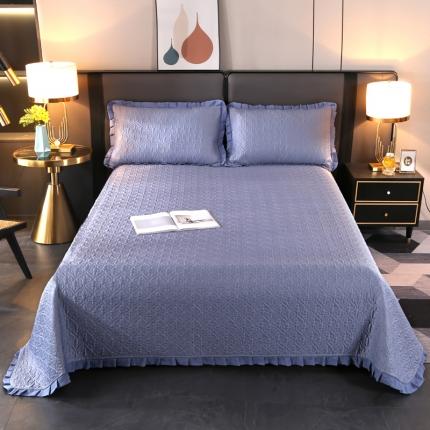 佳梦家纺 2023新款柔丝缎四季床盖 蓝灰