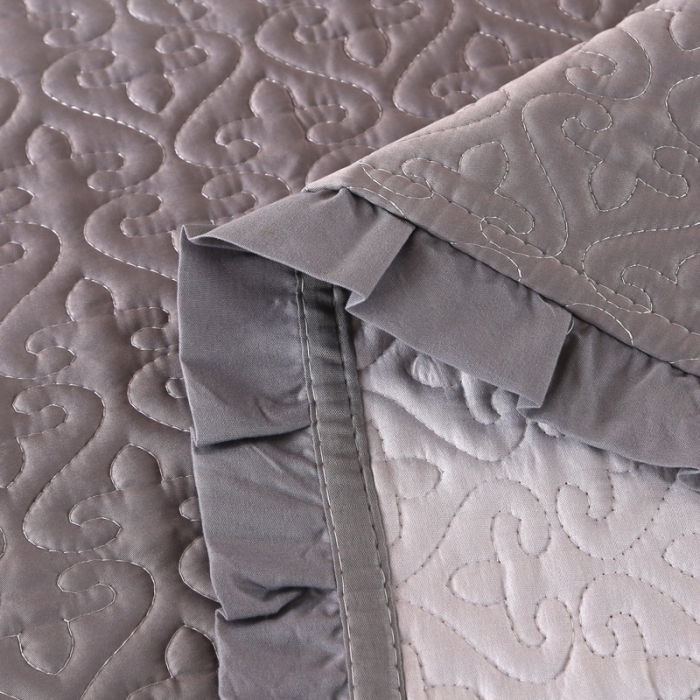 91家纺网 家纺一手货源 找家纺 佳梦家纺 2023新款柔丝缎四季床盖 深灰