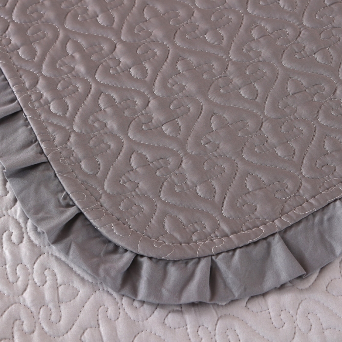 91家纺网 家纺一手货源 找家纺 佳梦家纺 2023新款柔丝缎四季床盖 深灰