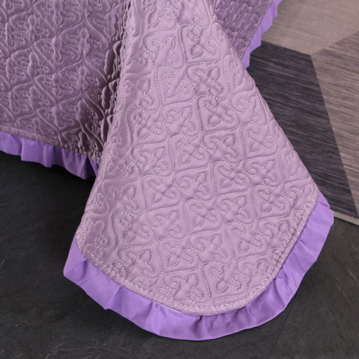 91家纺网 家纺一手货源 找家纺 佳梦家纺 2023新款柔丝缎四季床盖 紫色