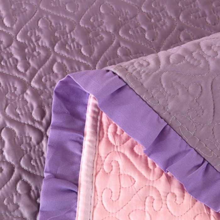 91家纺网 家纺一手货源 找家纺 佳梦家纺 2023新款柔丝缎四季床盖 紫色