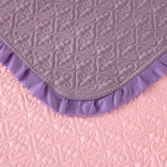 91家纺网 家纺一手货源 找家纺 佳梦家纺 2023新款柔丝缎四季床盖 紫色