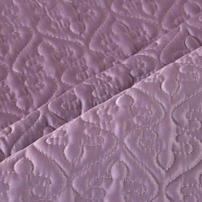 91家纺网 家纺一手货源 找家纺 佳梦家纺 2023新款柔丝缎四季床盖 紫色