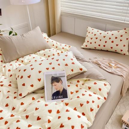 91家纺网 家纺一手货源 找家纺 （总）雅阁尔 2023直播爆款母婴级爆款水洗棉双层纱四件套碎花简约风单被套