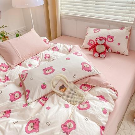 91家纺网 家纺一手货源 找家纺 （总）雅阁尔 2023直播爆款母婴级爆款水洗棉双层纱四件套碎花简约风单被套