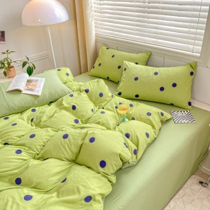 91家纺网 家纺一手货源 找家纺 （总）雅阁尔 2023直播爆款母婴级爆款水洗棉双层纱四件套碎花简约风单被套