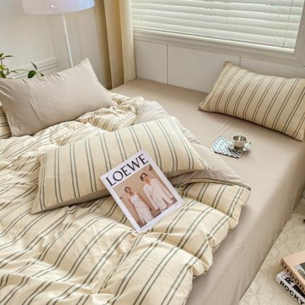 91家纺网 家纺一手货源 找家纺 （总）雅阁尔 2023直播爆款母婴级爆款水洗棉双层纱四件套碎花简约风单被套