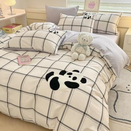 91家纺网 家纺一手货源 找家纺 （总）卡巴伦家纺 2023新款小清新卡通全棉刺绣毛巾绣款四件套