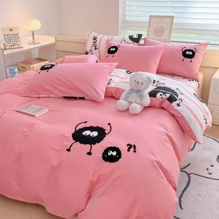 91家纺网 家纺一手货源 找家纺 （总）卡巴伦家纺 2023新款小清新卡通全棉刺绣毛巾绣款四件套