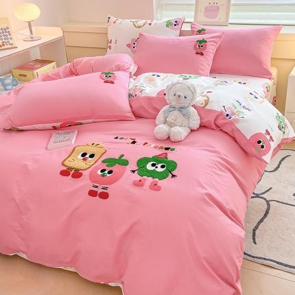 91家纺网 家纺一手货源 找家纺 （总）卡巴伦家纺 2023新款小清新卡通全棉刺绣毛巾绣款四件套