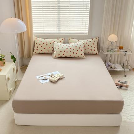 91家纺网 家纺一手货源 找家纺 雅阁尔 2023直播爆款水洗棉双层纱单品单床笠被套罩床垫套爱心