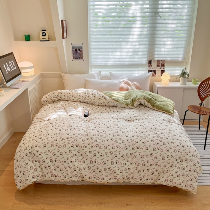 91家纺网 家纺一手货源 找家纺 亚龙工厂店 2023新款棉麻印花大豆被被子被芯 花之语