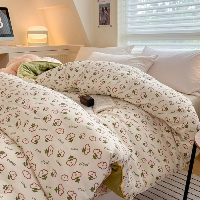 91家纺网 家纺一手货源 找家纺 亚龙工厂店 2023新款棉麻印花大豆被被子被芯 花之语