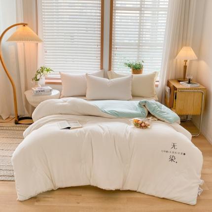 亚龙工厂店  2023新款华夫格无染大豆被被子被芯 白蓝