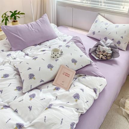 91家纺网 家纺一手货源 找家纺 （总）雅阁尔 2023直播爆款母婴级爆款水洗棉双层纱四件套碎花简约风单被套