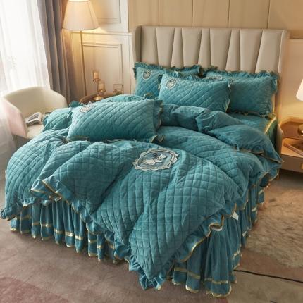 91家纺网 家纺一手货源 找家纺 恋尚 2023新款水晶绒大豆蛋白棉床笠床裙可脱卸四件套花仙子 花仙子铭兰