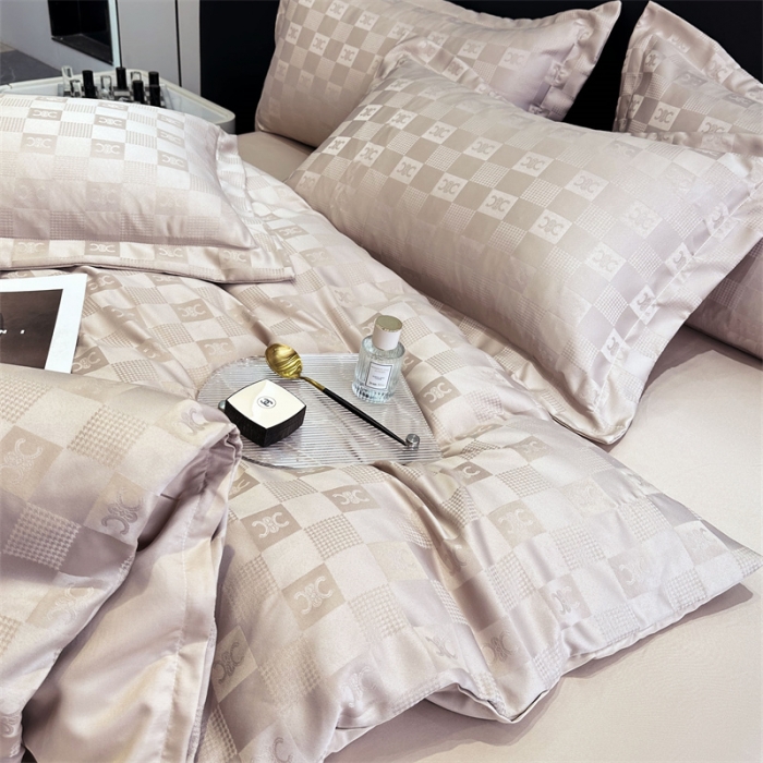 91家纺网 家纺一手货源 找家纺 宅家居 2023新款轻奢高精密贡缎提花臻品真丝四件套 赛琳娜-香槟金