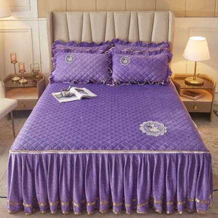 91家纺网 家纺一手货源 找家纺 （总）恋尚 2023新款水晶绒大豆蛋白棉床笠床裙可脱卸床裙花仙子