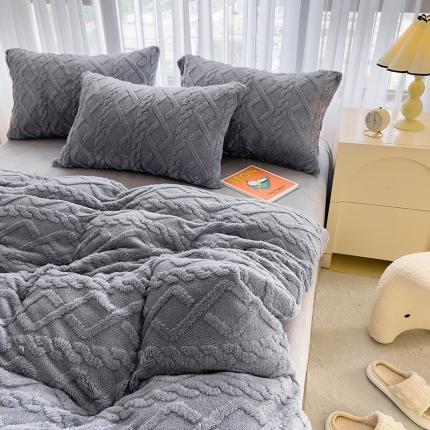 91家纺网 家纺一手货源 找家纺 （总）绒世界 2024秋冬新款加厚塔芙绒简约款牛奶绒四件套