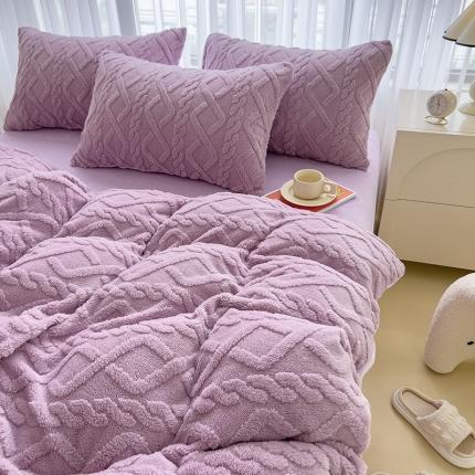 91家纺网 家纺一手货源 找家纺 （总）绒世界 2024秋冬新款加厚塔芙绒简约款牛奶绒四件套