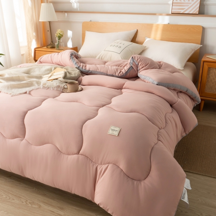 91家纺网 家纺一手货源 找家纺 畅销 2024款水洗棉立体冬被大床图 豆沙玉