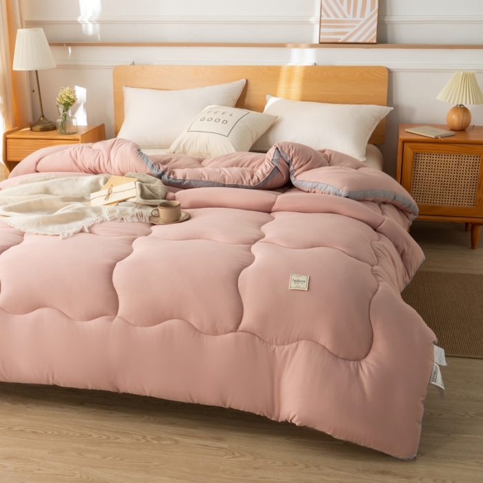 91家纺网 家纺一手货源 找家纺 畅销 2024款水洗棉立体冬被大床图 豆沙玉