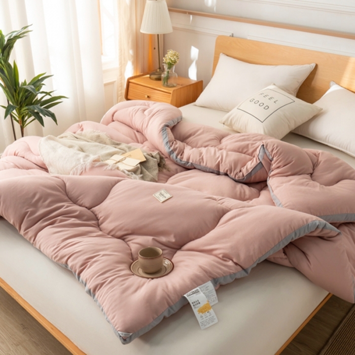 91家纺网 家纺一手货源 找家纺 畅销 2024款水洗棉立体冬被大床图 豆沙玉