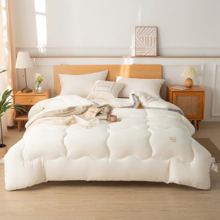 91家纺网 家纺一手货源 找家纺 畅销 2024款水洗棉立体冬被大床图 极地白