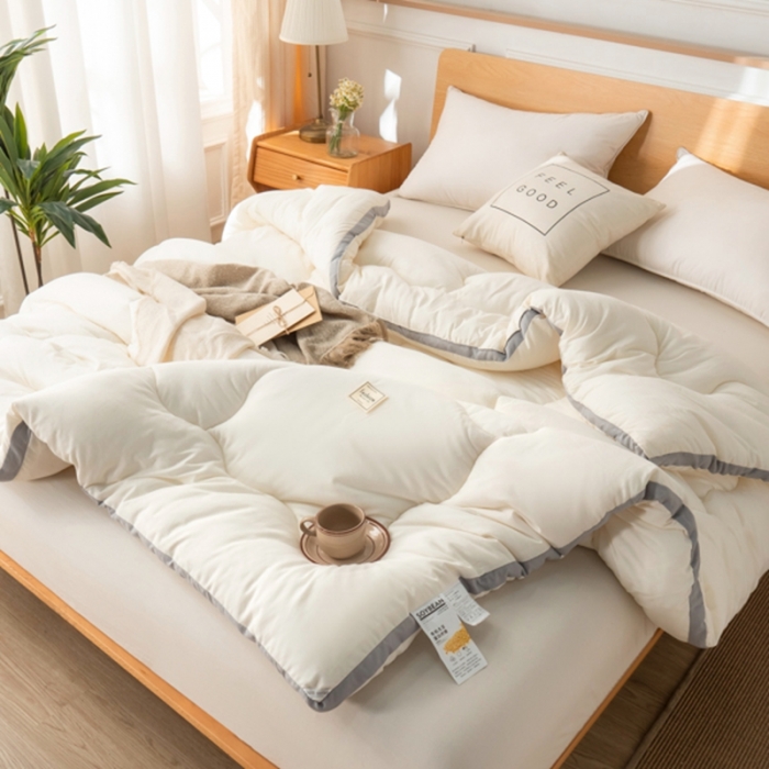 91家纺网 家纺一手货源 找家纺 畅销 2024款水洗棉立体冬被大床图 极地白