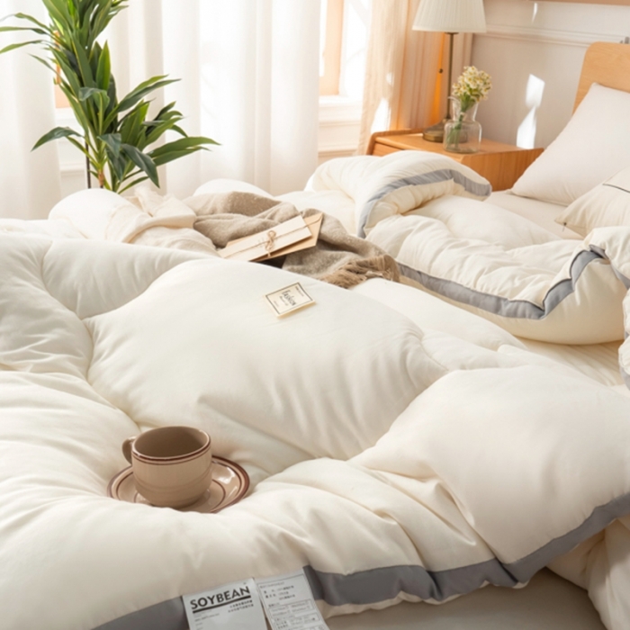 91家纺网 家纺一手货源 找家纺 畅销 2024款水洗棉立体冬被大床图 极地白