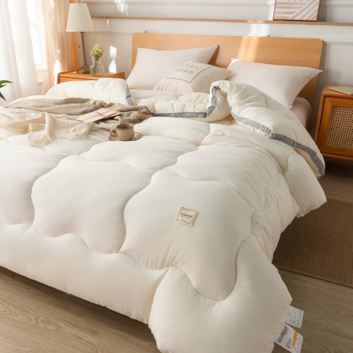 91家纺网 家纺一手货源 找家纺 畅销 2024款水洗棉立体冬被大床图 极地白