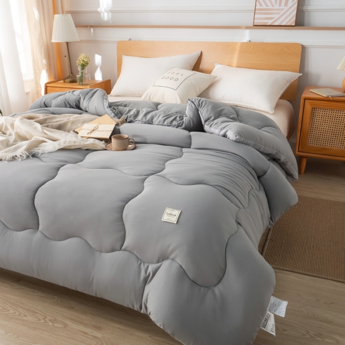91家纺网 家纺一手货源 找家纺 畅销 2024款水洗棉立体冬被大床图 鎏金灰