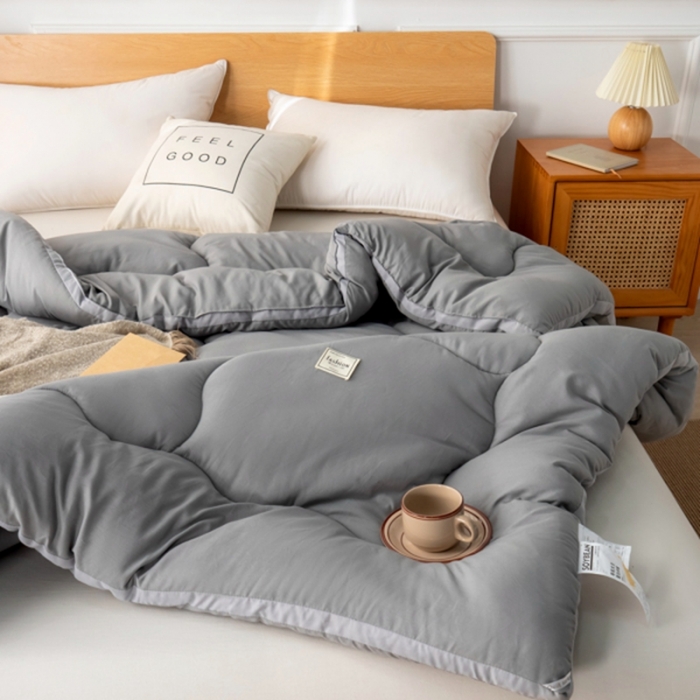 91家纺网 家纺一手货源 找家纺 畅销 2024款水洗棉立体冬被大床图 鎏金灰