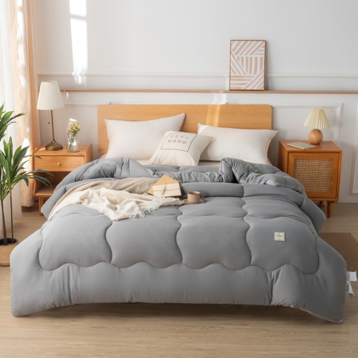 91家纺网 家纺一手货源 找家纺 畅销 2024款水洗棉立体冬被大床图 鎏金灰