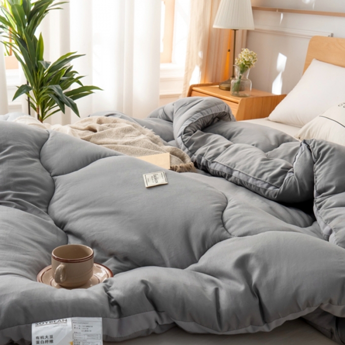 91家纺网 家纺一手货源 找家纺 畅销 2024款水洗棉立体冬被大床图 鎏金灰