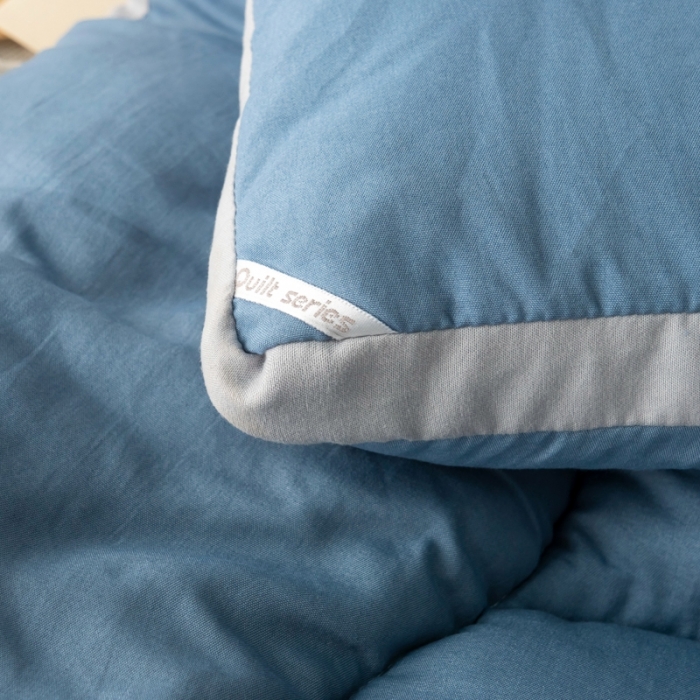 91家纺网 家纺一手货源 找家纺 畅销 2024款水洗棉立体冬被大床图 轻奢蓝