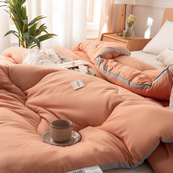 91家纺网 家纺一手货源 找家纺 畅销 2024款水洗棉立体冬被大床图 脏脏粉