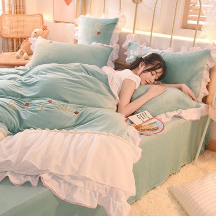 91家纺网 家纺一手货源 找家纺 （总）绒世界 2024新款公主风倾城牛奶绒四件套