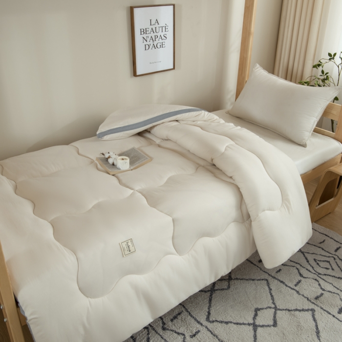 91家纺网 家纺一手货源 找家纺 畅销 2025款水洗棉立体冬被学生上下铺 极地白