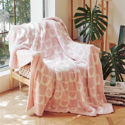 91家纺网 家纺一手货源 找家纺 （总）暖绵绵家纺 2025新款桃心系列半边绒办公室午睡毯休闲毯