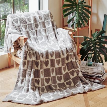 91家纺网 家纺一手货源 找家纺 暖绵绵家纺 2025新款桃心系列半边绒办公室午睡毯休闲毯 灰色