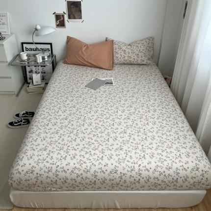 梦嘉居 2023新款水洗棉双层纱亲肤舒适单床笠 咖啡+花季