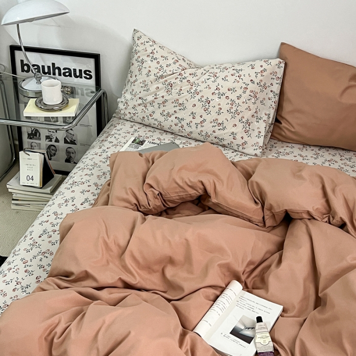 91家纺网 家纺一手货源 找家纺 梦嘉居 2023新款水洗棉双层纱亲肤舒适单床笠 咖啡+花季