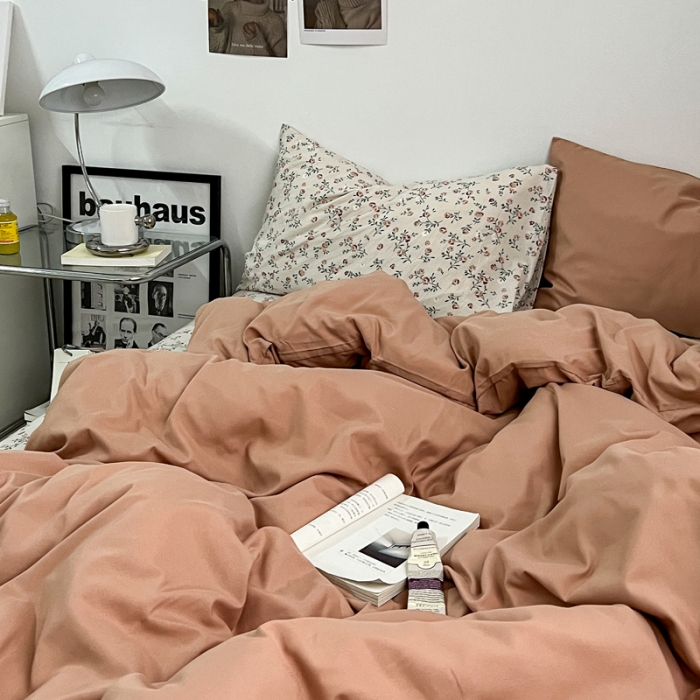 91家纺网 家纺一手货源 找家纺 梦嘉居 2023新款水洗棉双层纱亲肤舒适单床笠 咖啡+花季